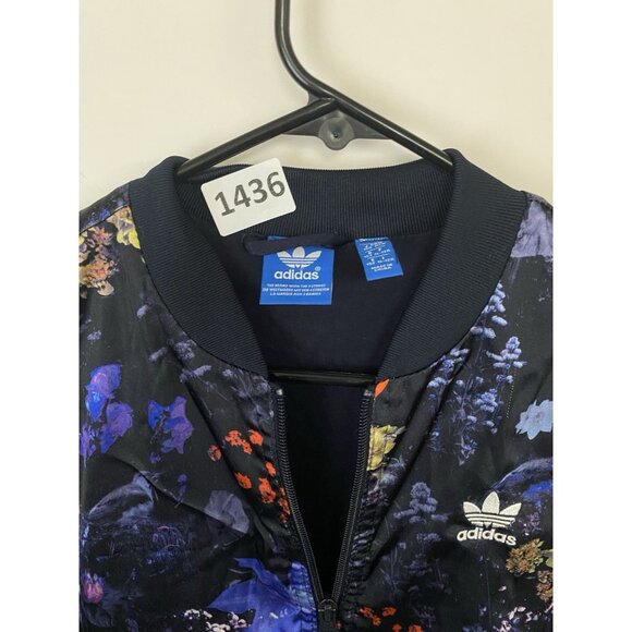 Adidas Floral Satin Bomber Jacket 11-12 Youth Girls Medium Multicolored READ - Picture 11 of 16